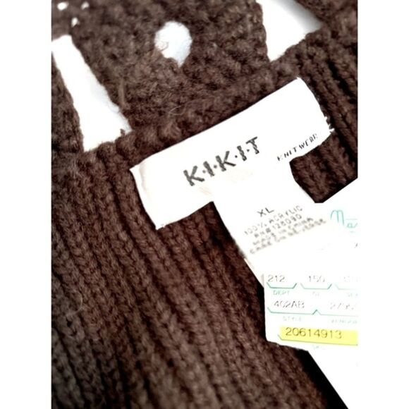 NWT Kikit Women Brown Ribbed Short Sleeve Open Front Sweater Blouse Top Size XL - Picture 5 of 6